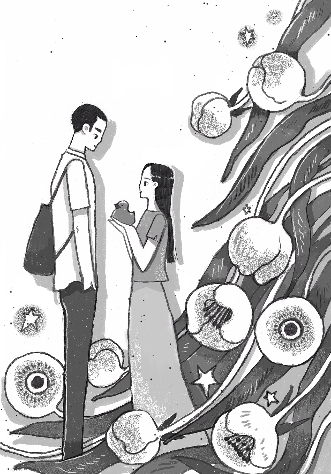 最近为青年文摘黑白版杂志画的内插版权沈阳/插画师/3年前/82浏览