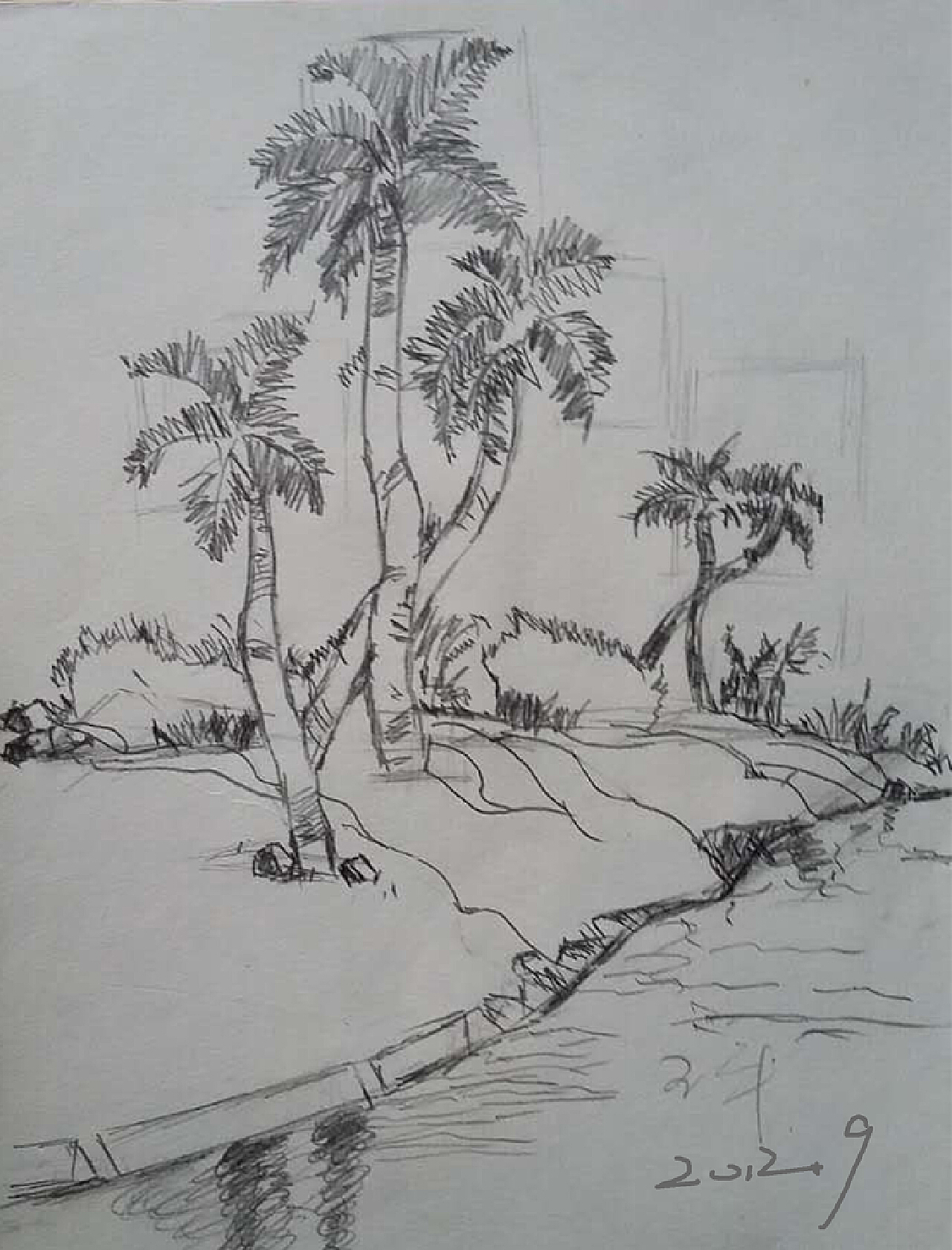 卡通海边椰子树背景图片-卡通海边椰子树背景素材图片-千库网