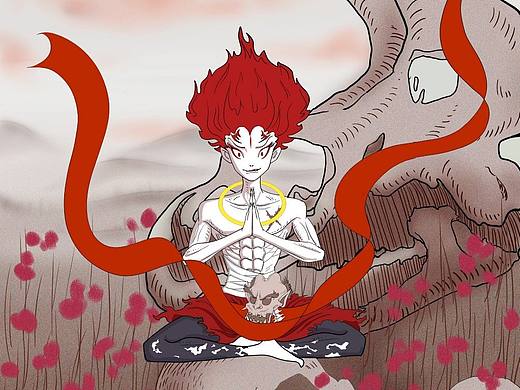 答應(yīng)粉絲的哪吒終于完成啦（個(gè)人主頁(yè)-ZNjc2NTkyNjA=） - 藝術(shù)插畫(huà) - 站酷設(shè)計(jì)師笑笑彩鉛原創(chuàng)素材 - 站酷ZCOOL