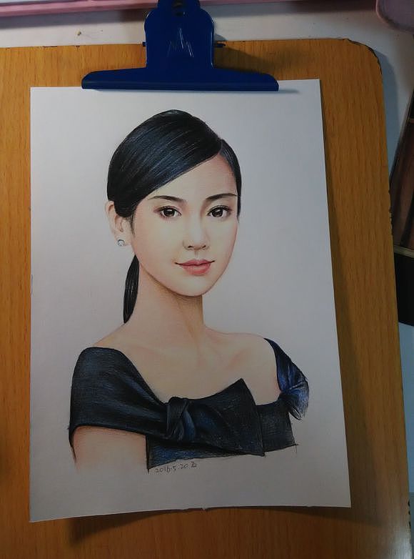 彩铅人物angelababy 附过程