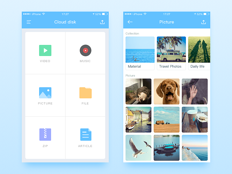Cloud Disk Interfance（图ZNjYyOTk2NTI=） - APP界面 - 站酷设计师少年三井原创素材 - 站酷ZCOOL