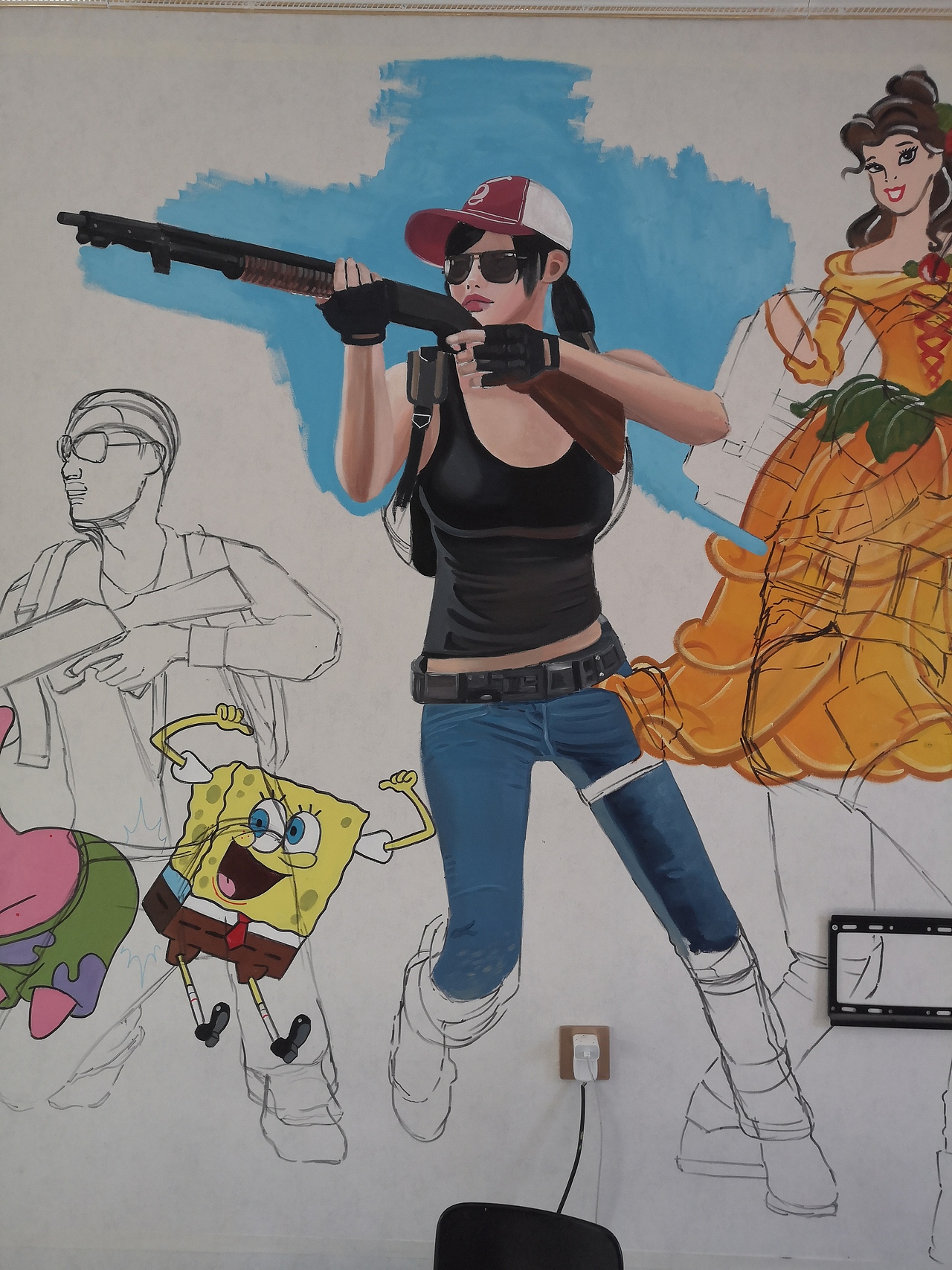 绝地求生主题墙绘