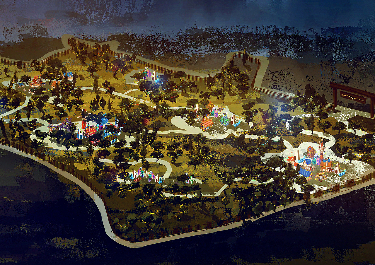 coart麋鹿星球楠溪江营地乐园概念手绘地图