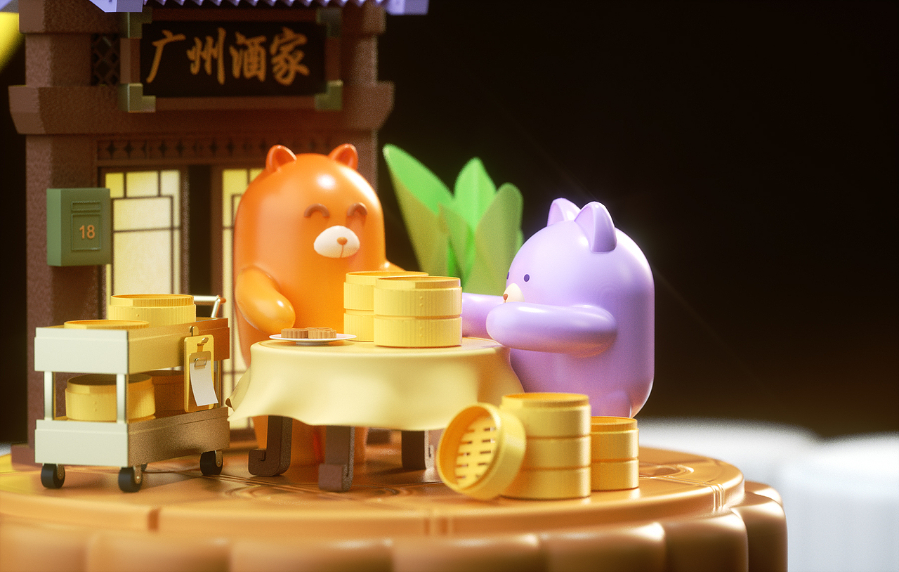 中秋提前创作——C4D卡通建模练习（图ZMjYzOTQwNTYw） - 其他三维 - 站酷设计师冷水煮小野猪原创素材 - 站酷ZCOOL