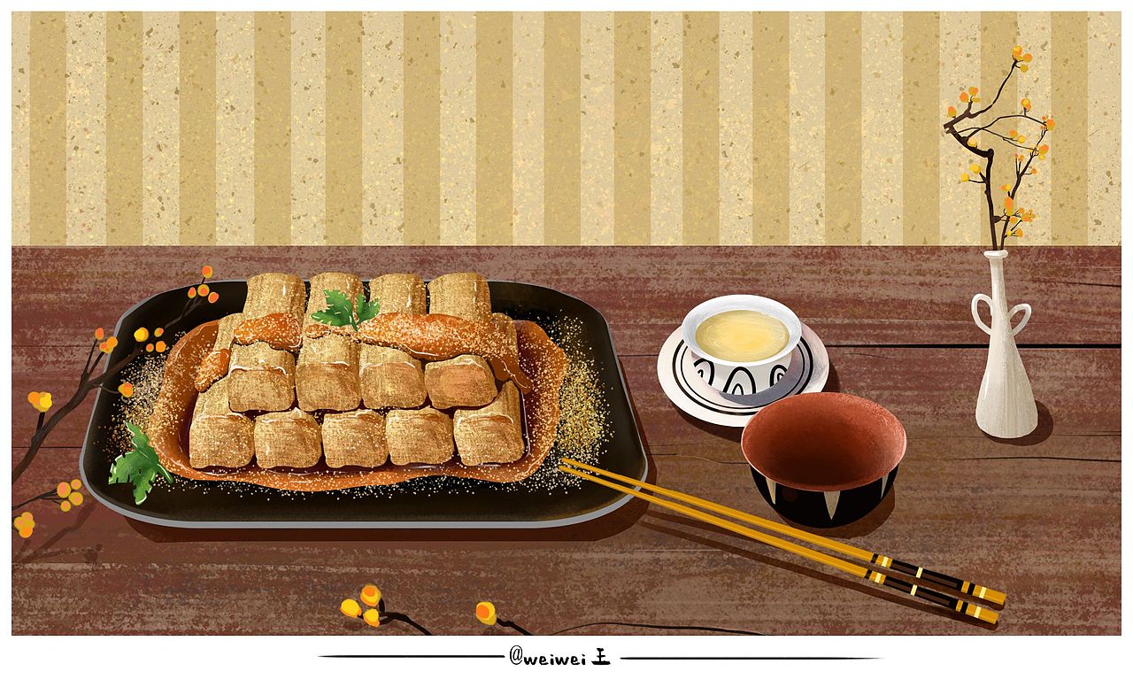美食系列:红糖糍粑|插画|商业插画|王weiwei王_原创作品-站酷zcool