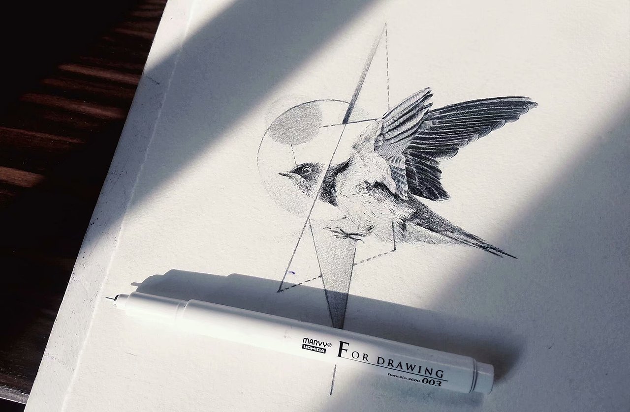 手稿燕子（图ZMTE4ODE3MzY0） - 创作习作 - 站酷设计师九泽Tattoo原创素材 - 站酷ZCOOL