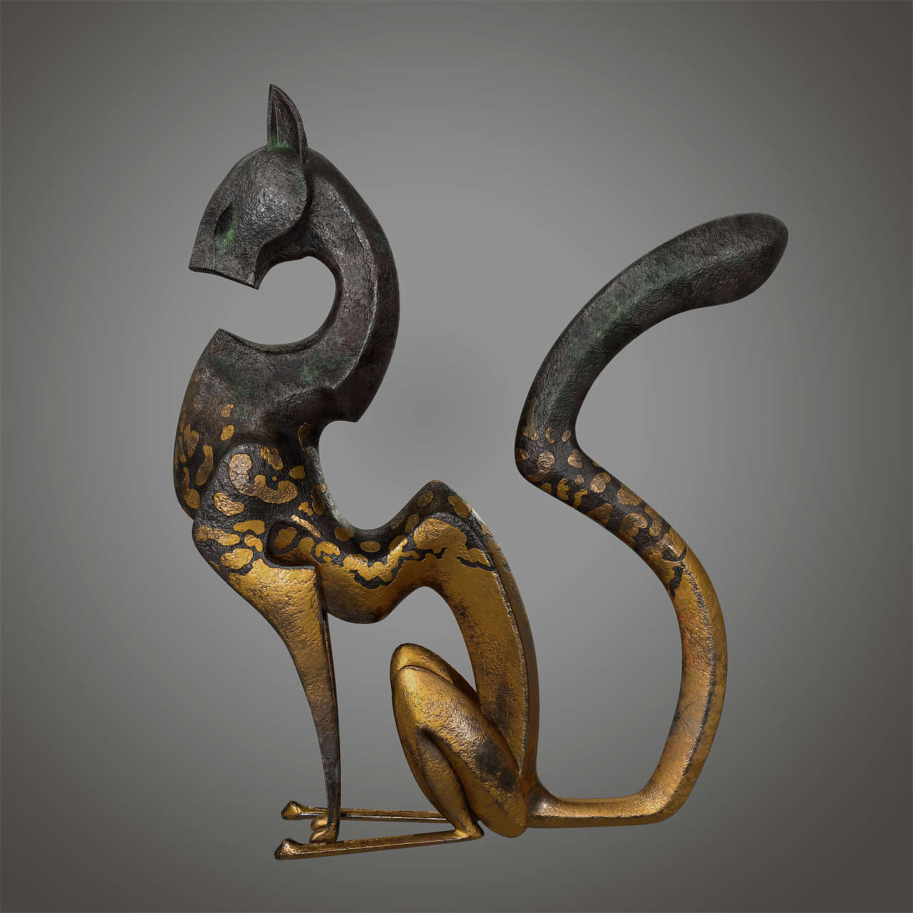 【临摹】一只又青铜又鎏金的小猫咪