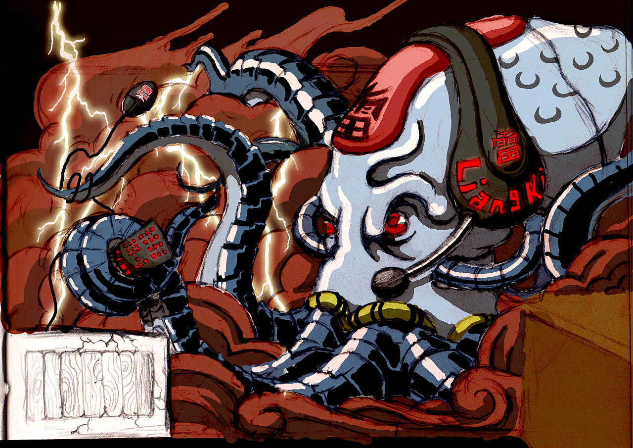 《机械可拉肯》原型是克拉肯大海怪|插画|艺术插画|liangki良奇