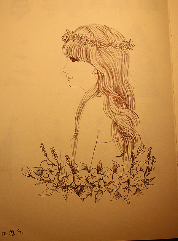 做一枚淡淡的女子(第二季--黑圆珠笔的手绘画)