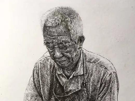 写实钢笔画人物——磨刀匠