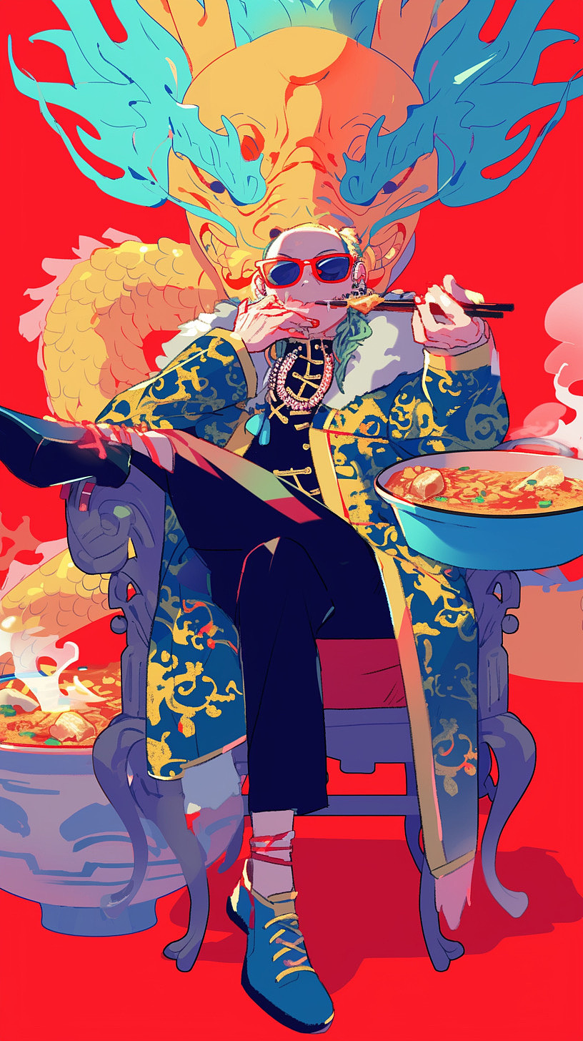 贵州龙大哥辣子鸡品牌，广告IP插画设计，广告人物创作（图ZMzYzNTEyMzMy） - IP形象 - 站酷设计师班尼設計工作室原创素材 - 站酷ZCOOL