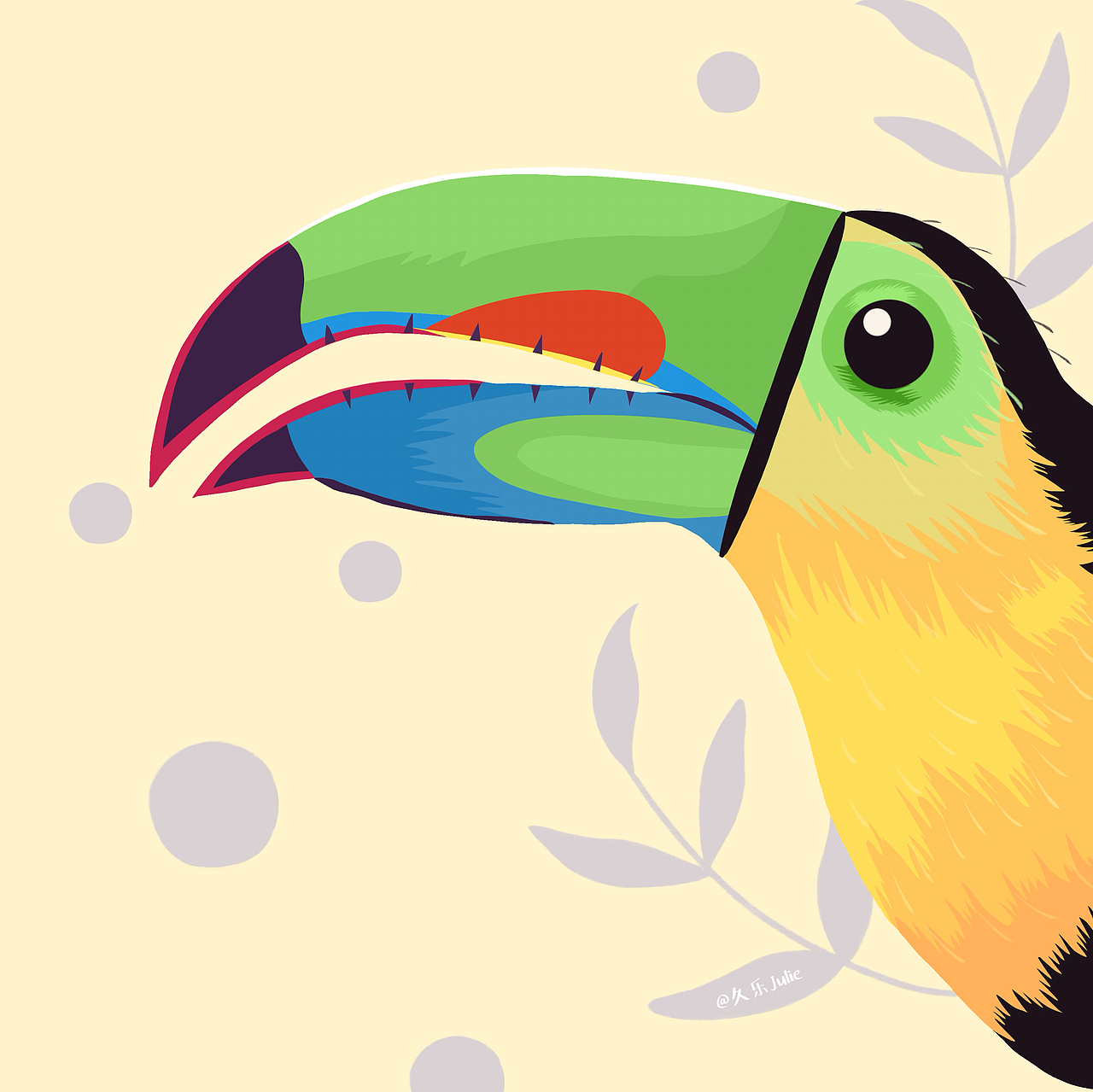 临摹巨嘴鸟|插画|艺术插画|久乐julie_原创作品-站酷zcool