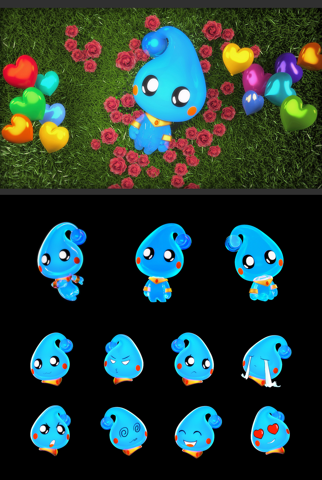 效果图&人设...用三维材质效果体现水精灵的水的质感