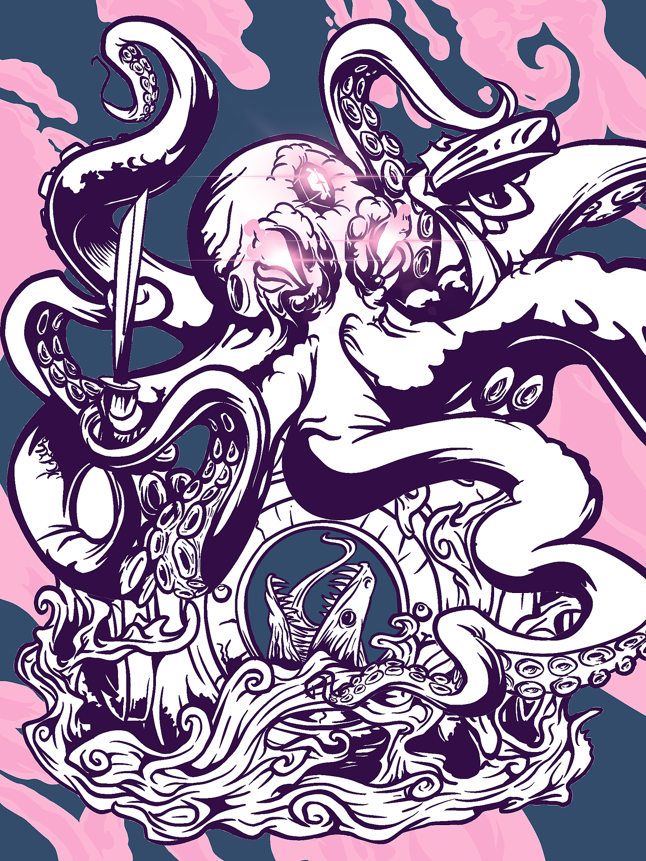 苍天与深海「插画练习」（图ZMjgxNTk4MjQ4） - 创作习作 - 站酷设计师茶之喵原创素材 - 站酷ZCOOL