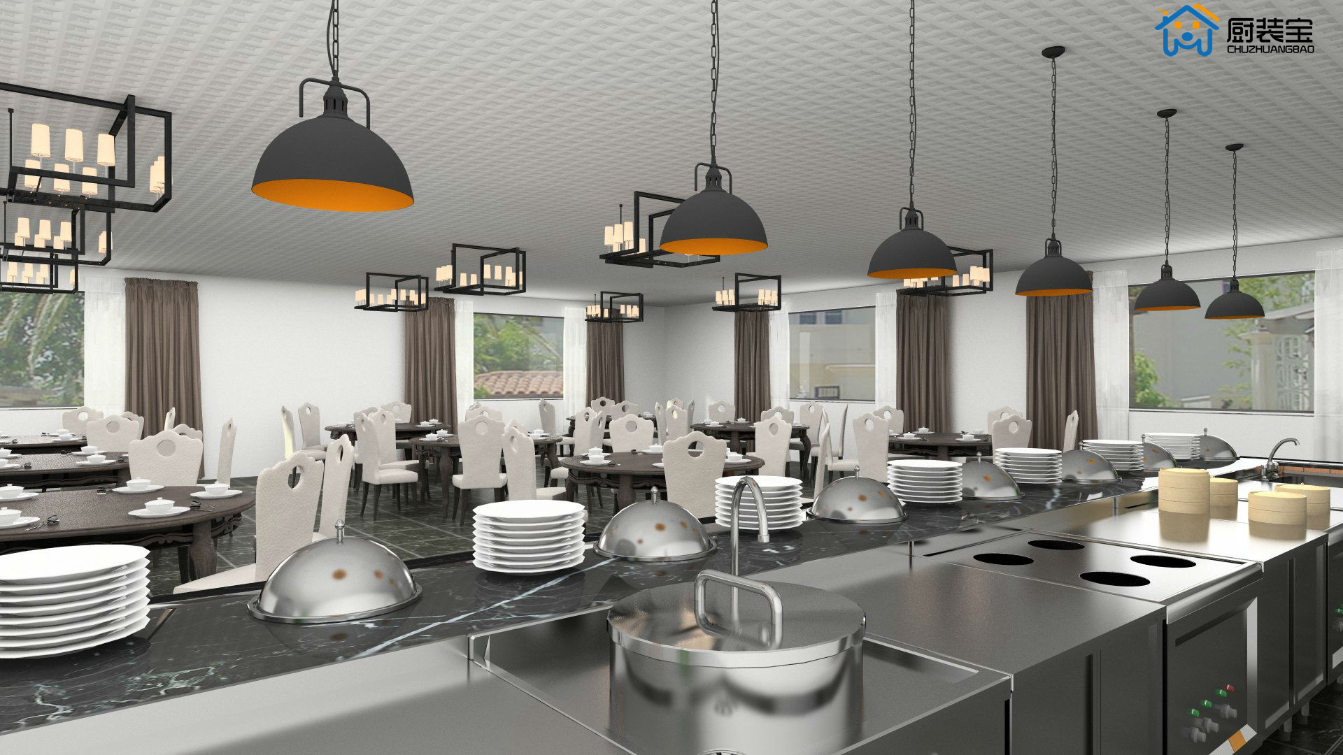 一组酒店厨房设计效果图_万维设计