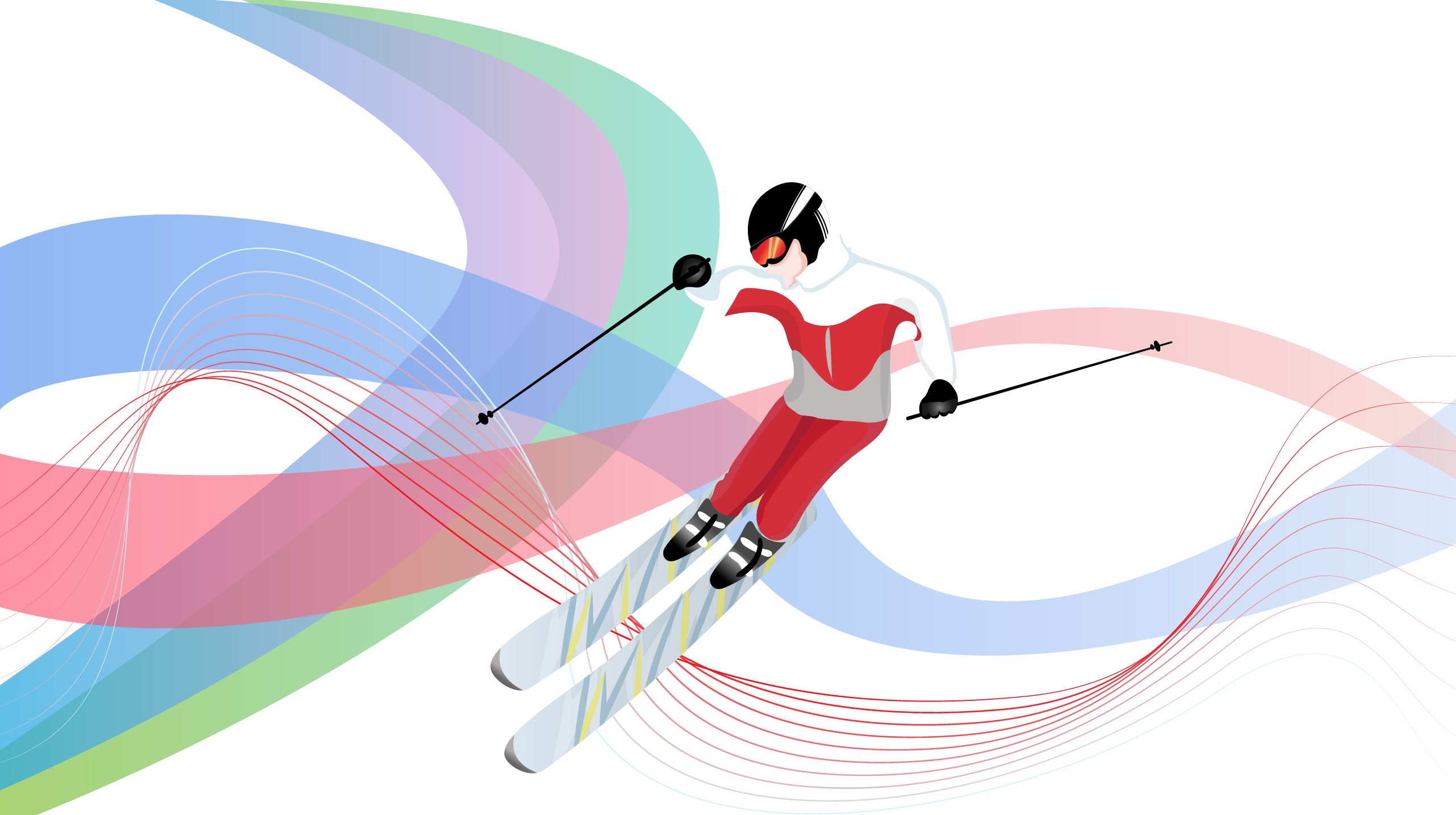 冬奥会滑雪滑冰雪上运动插画