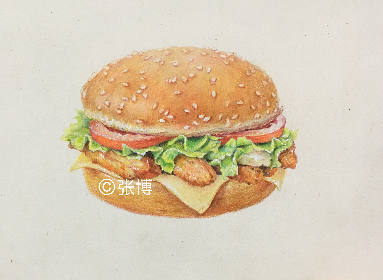 一组彩铅美食作品