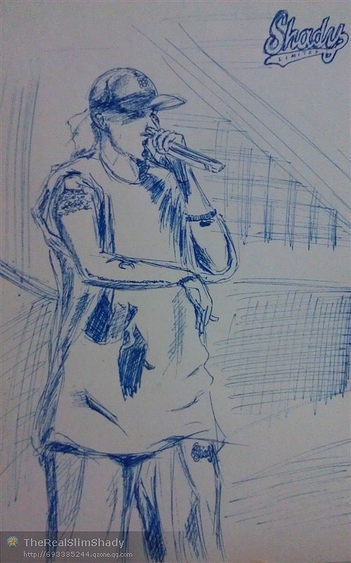中性笔eminem速写