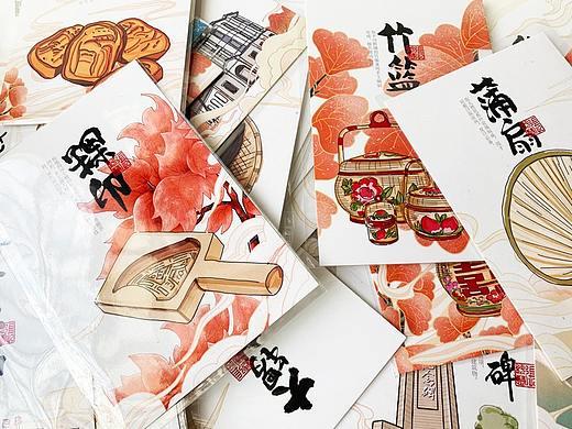 古风汕头手绘插画 传统美食插画