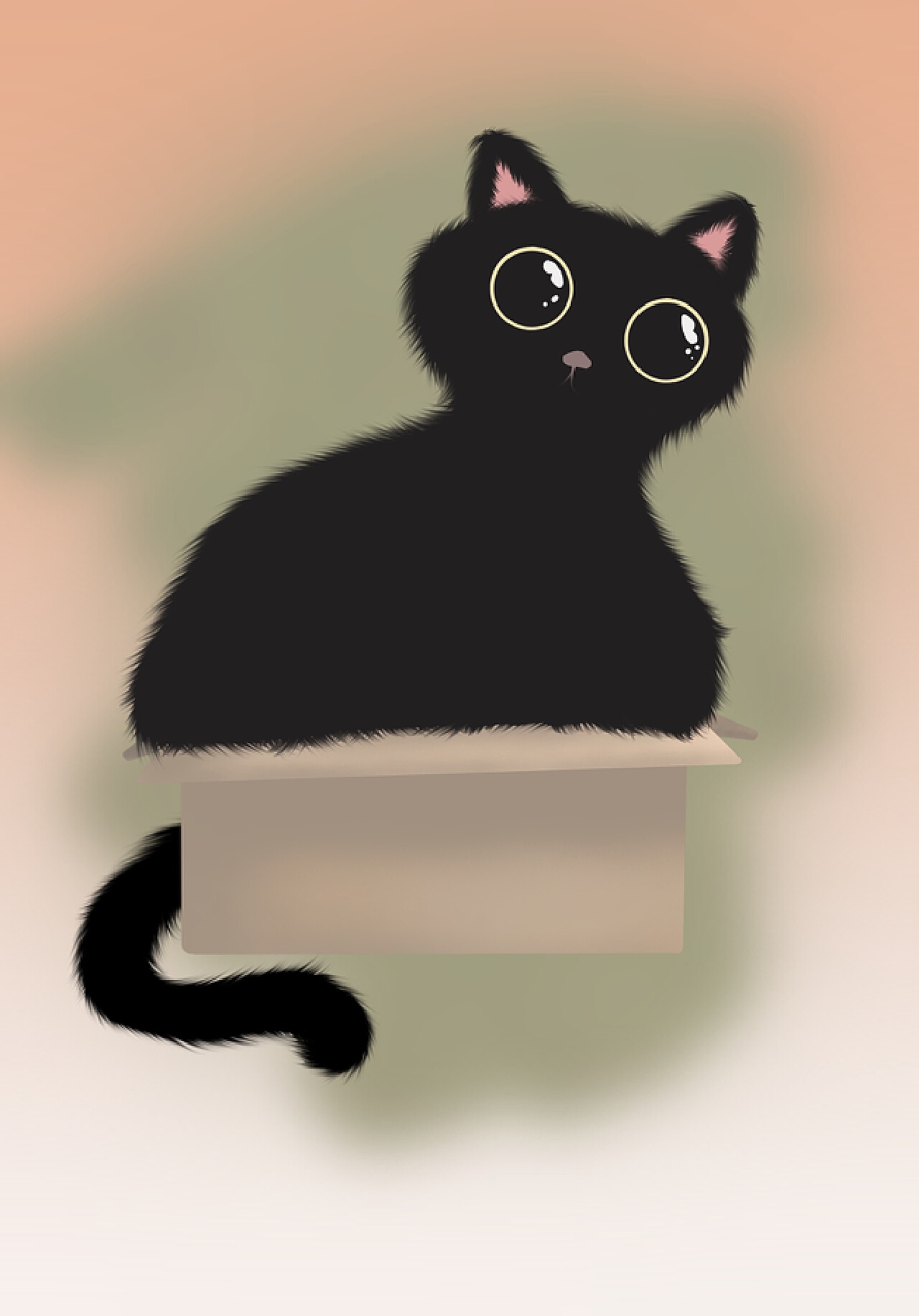 可爱手绘小黑猫手机壁纸_电脑主题网