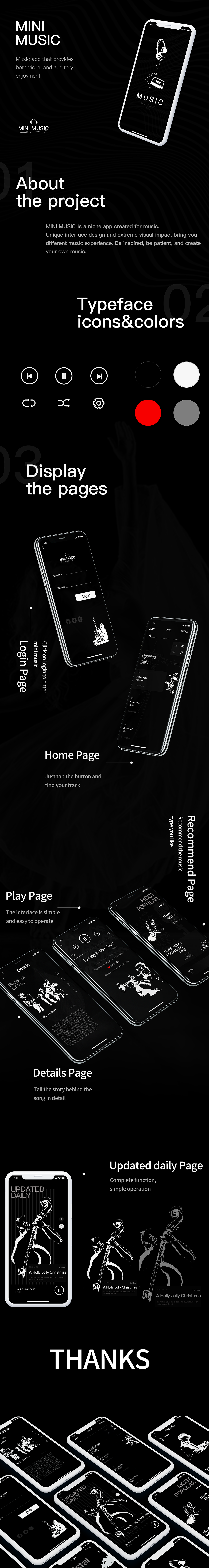 黑白系音乐App展示页（图ZMTE2NjA0MzA4） - 移动端网页 - 站酷设计师Maomaojing原创素材 - 站酷ZCOOL