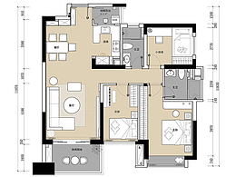 127㎡现代 -鼎峰源著同户型两个家