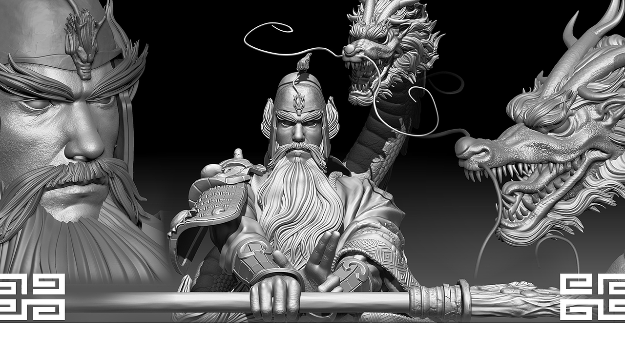 ZBrush關(guān)羽半身雕刻（圖ZMjM0NzI4NTM2） - 人物/生物 - 站酷設(shè)計師恐龍貓原創(chuàng)素材 - 站酷ZCOOL
