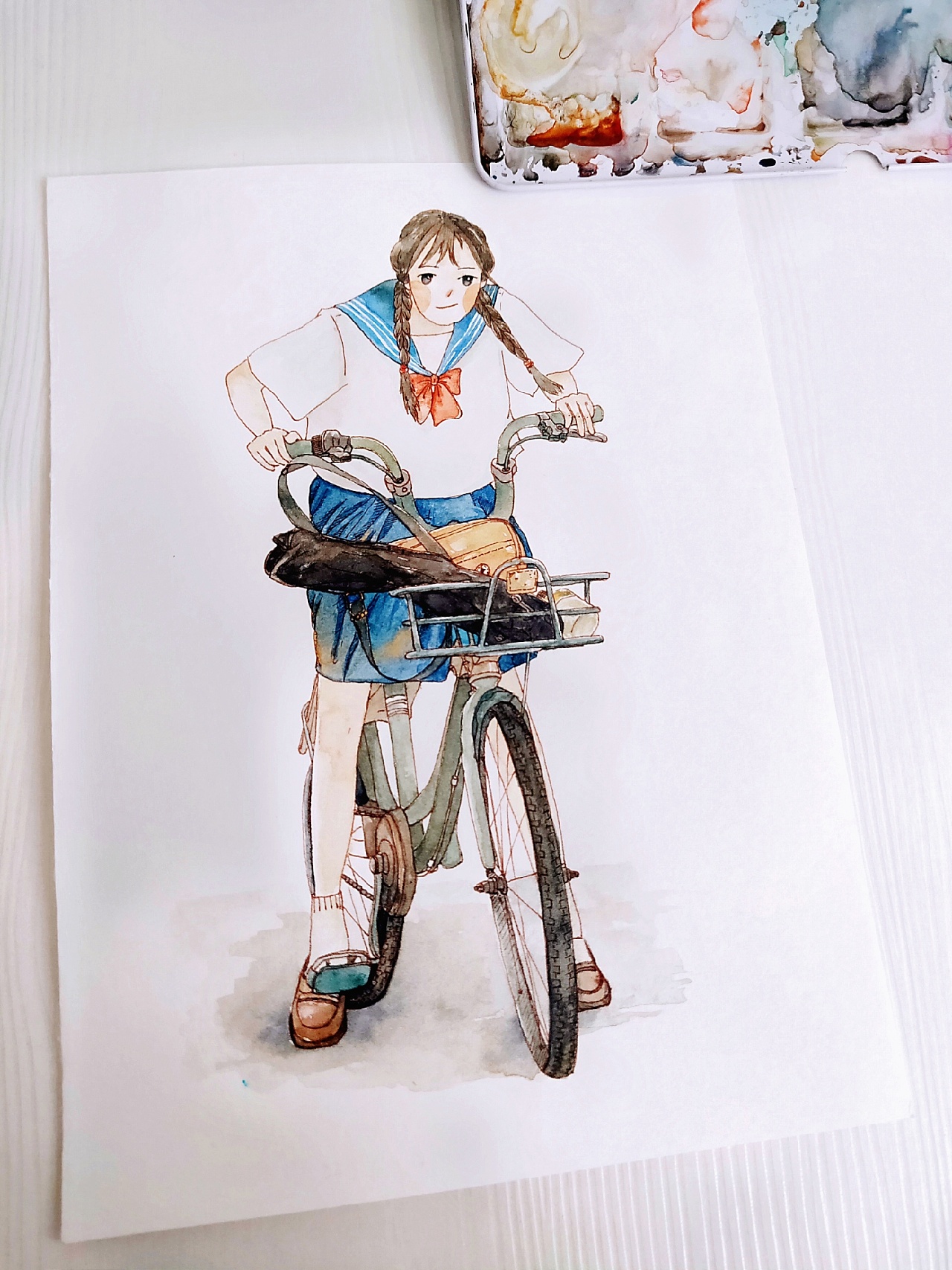 插画 钢笔淡彩女孩