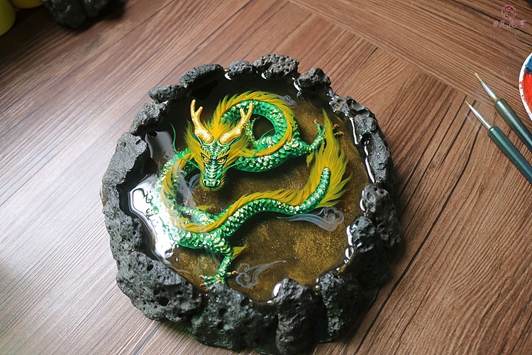 金斑青龙 火山天池 3D树脂画（图ZNTA4NzYzMDA=） - 绘画 - 站酷设计师凡尼亨原创素材 - 站酷ZCOOL