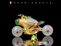 蚂蚁珠宝 · 原创设计 | 18K金镶嵌翡翠&钻石| 摩托摆件