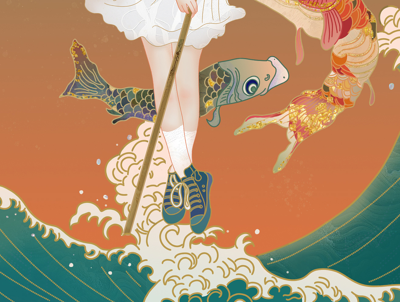 锦鲤少女.水龙吟（图ZMjIyMDE0NjAw） - 商业插画 - 站酷设计师馥芮诗原创素材 - 站酷ZCOOL