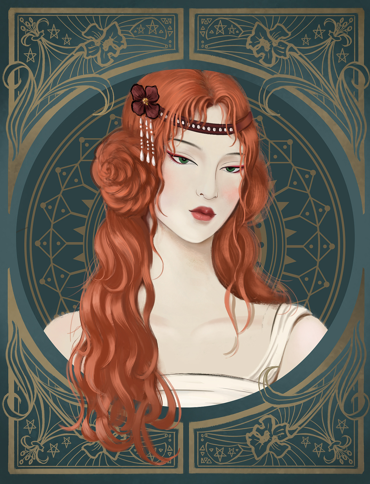 舞会女郎----一张新艺术运动风格的肖像插画（图ZMTg0MTk2OTY4） - 创作习作 - 站酷设计师古斯塔夫靴靴原创素材 - 站酷ZCOOL