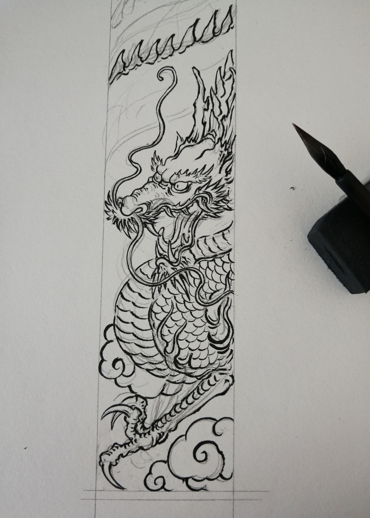 塑新斋潘纪坤手绘水彩插画盘龙柱