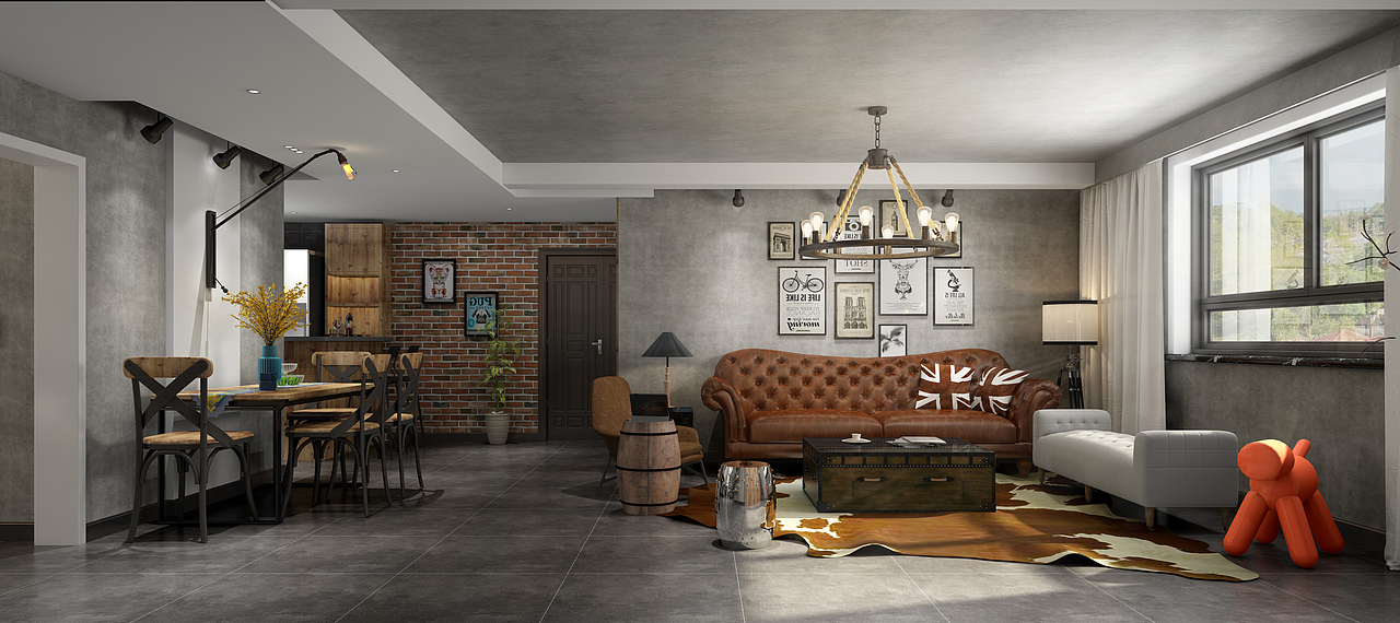 工业风|空间|家装设计|西橘效果图_原创作品-站酷zcool
