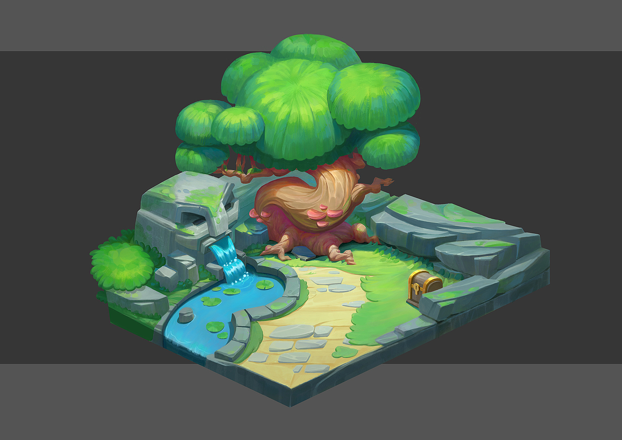 《不老泉》-q版45度场景设计