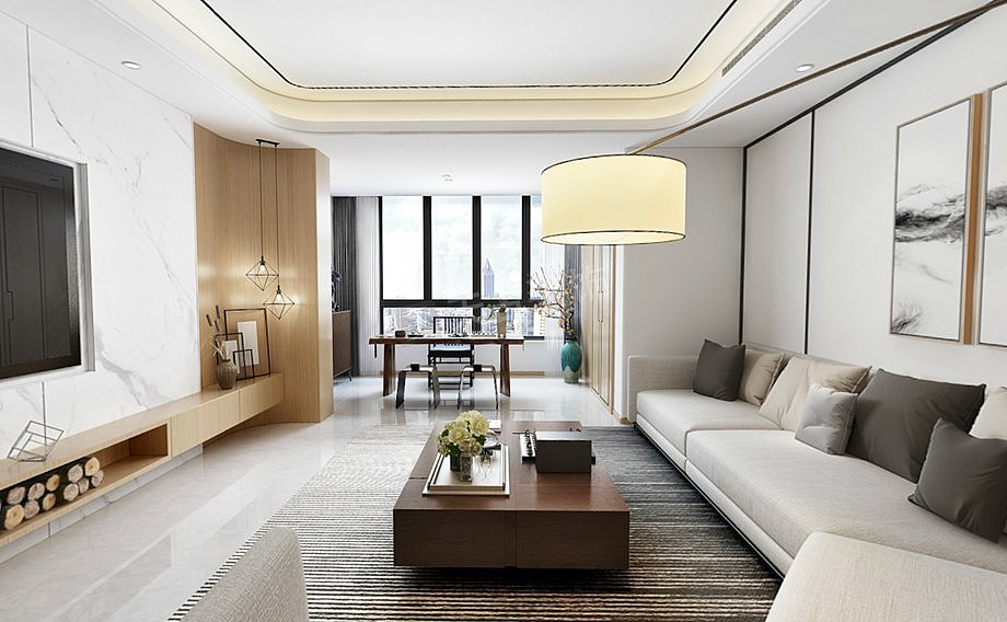 龙湖景粼玖序大平层装修案例,天古装饰现代简约设计图