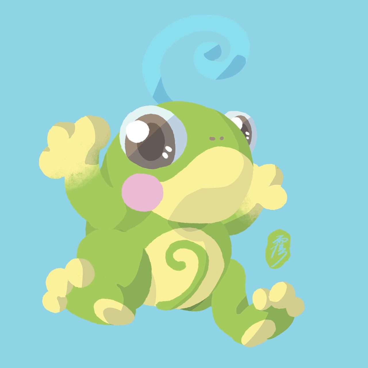 宝可梦蚊香蛙皇扁平风头像插画