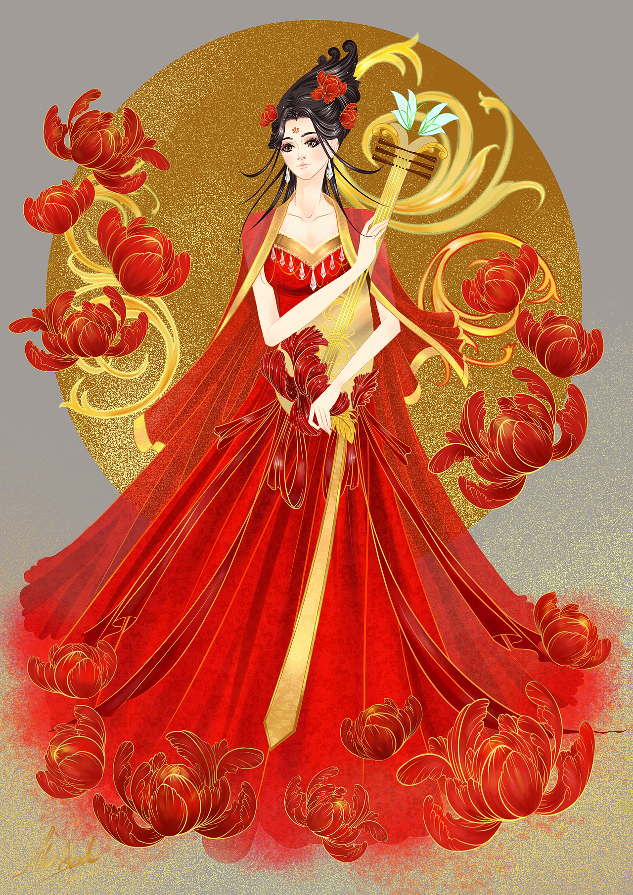 海棠花 古风人设|插画|商业插画|mrazul_原创作品-站酷zcool