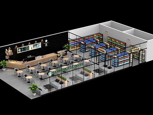 千泓数字星巴克店中店综合体效果图
