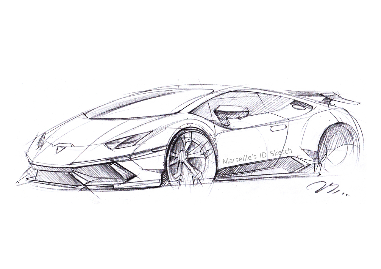 兰博基尼步鄹图线稿～马赛(mars)作品