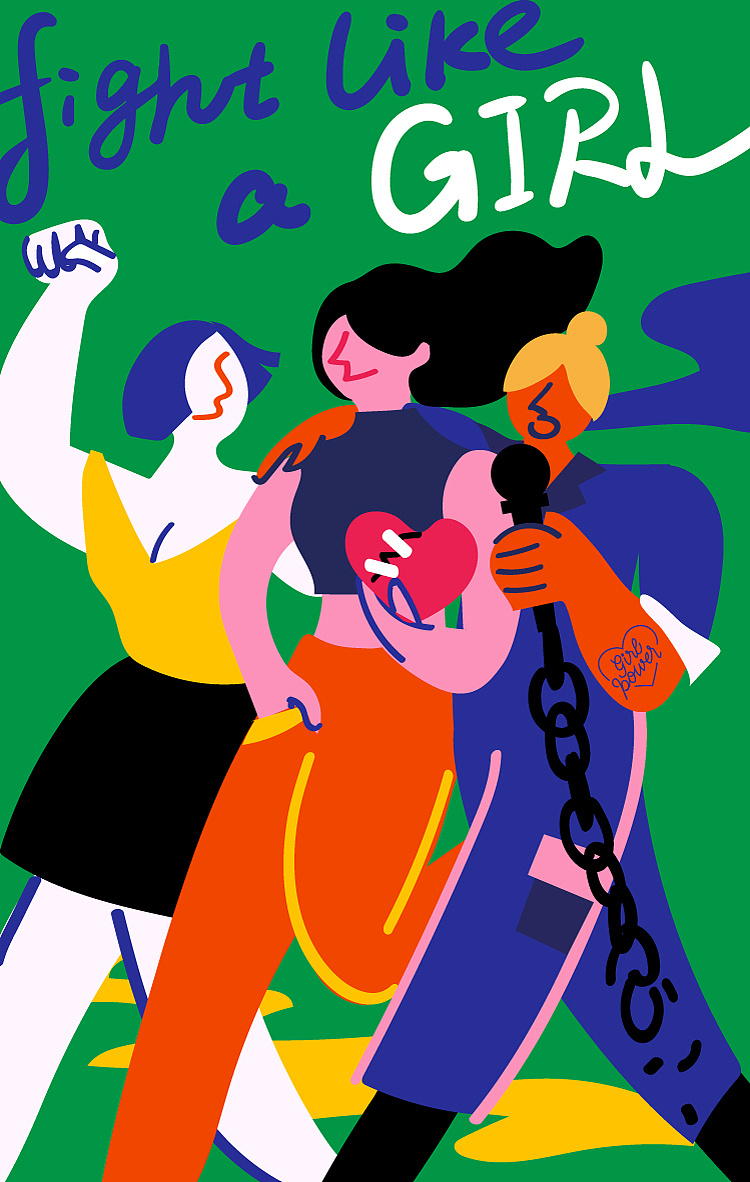 Fight Like a Girl·妇女节快乐（图ZMTQ4NTQ0NjEy） - 商业插画 - 站酷设计师椭椭原创素材 - 站酷ZCOOL