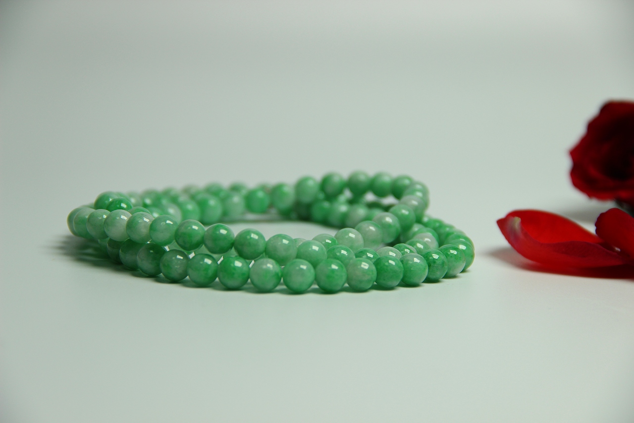 种水多彩翡翠圆珠项链 奇玉记