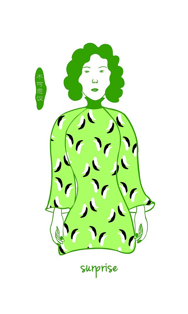 人物表情旗袍插画系列