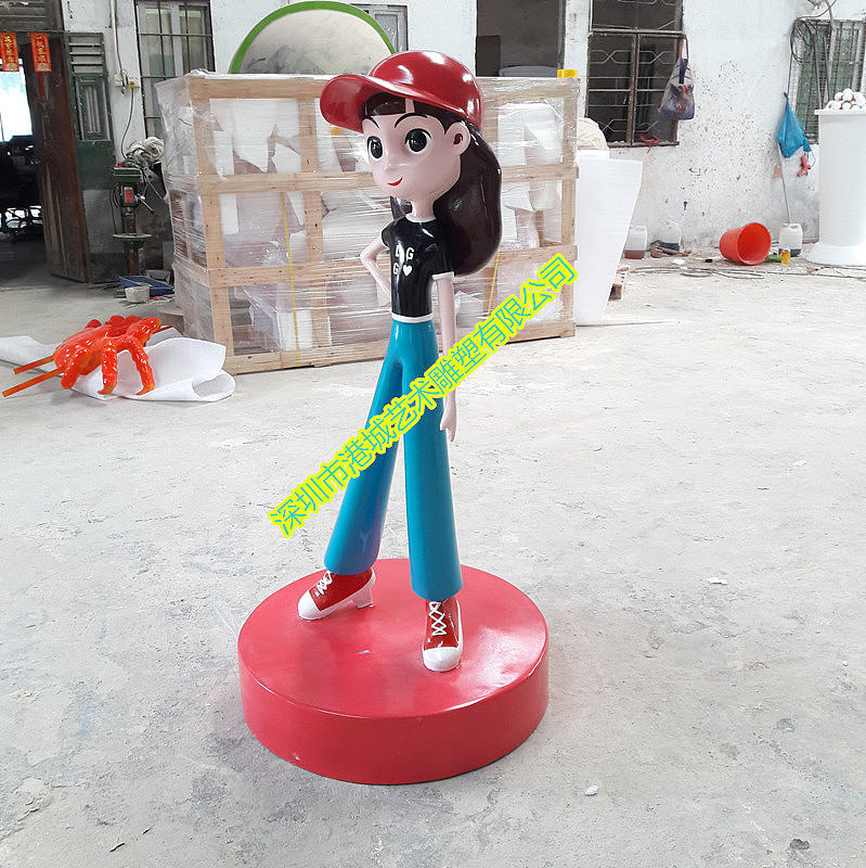 天真活泼玻璃钢卡通小女孩雕塑惹人喜爱称作人间小天使