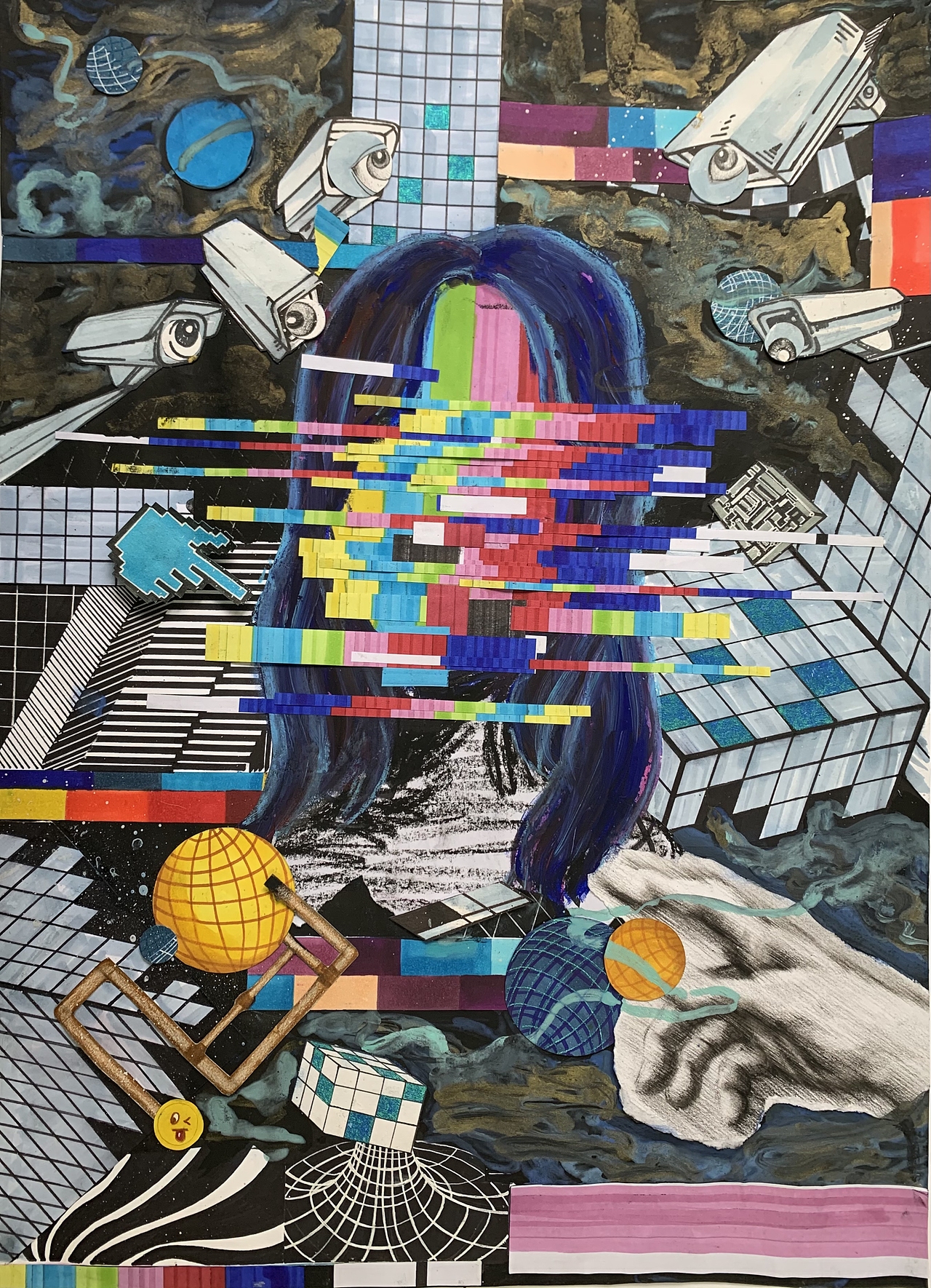 《网络时代》综合材料绘画（图ZMjg5MTQ1OTY4） - 艺术插画 - 站酷设计师WANG祎雪原创素材 - 站酷ZCOOL