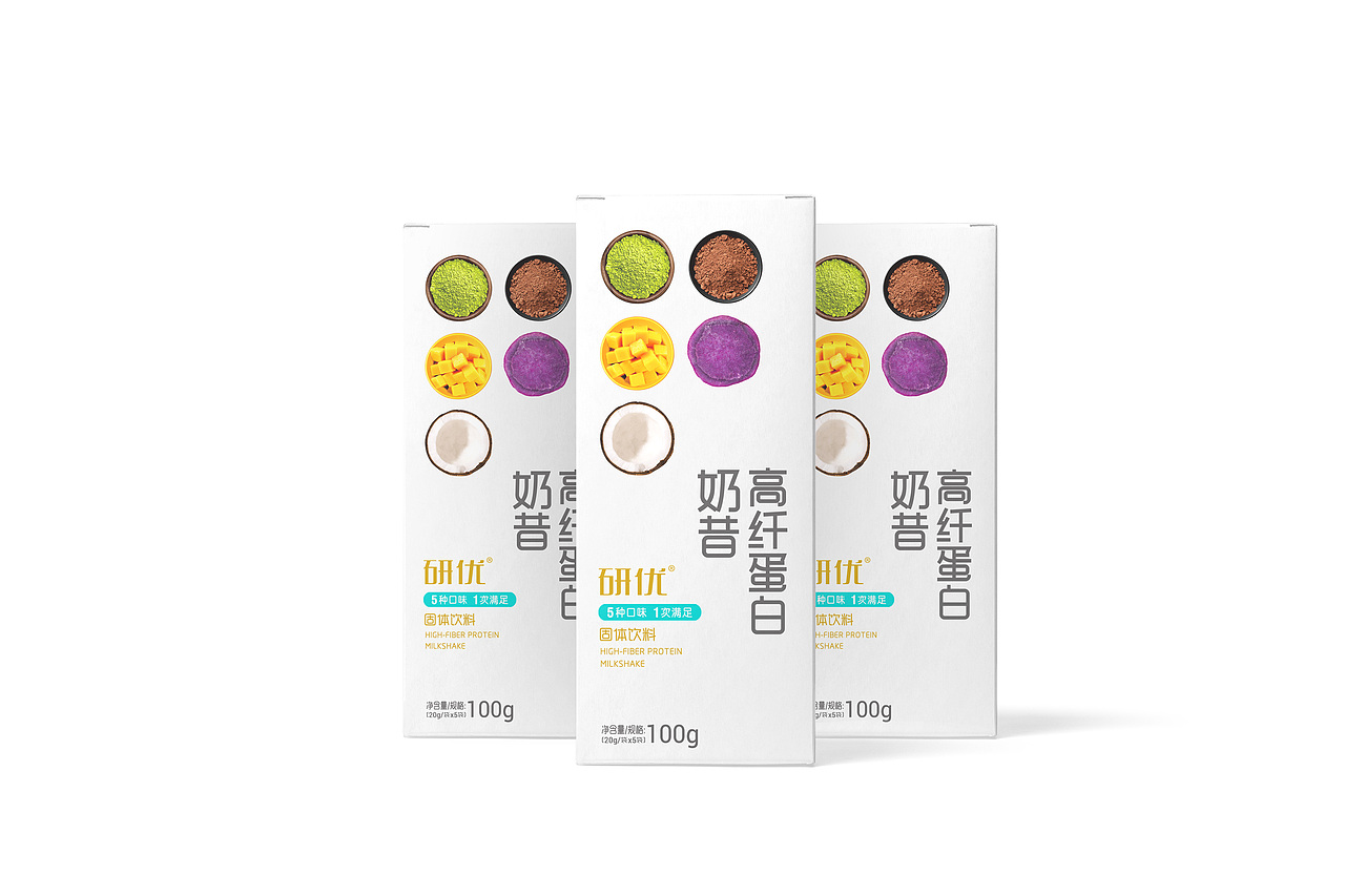 April作品「 研优 」高纤蛋白奶昔（五口味）包装设计