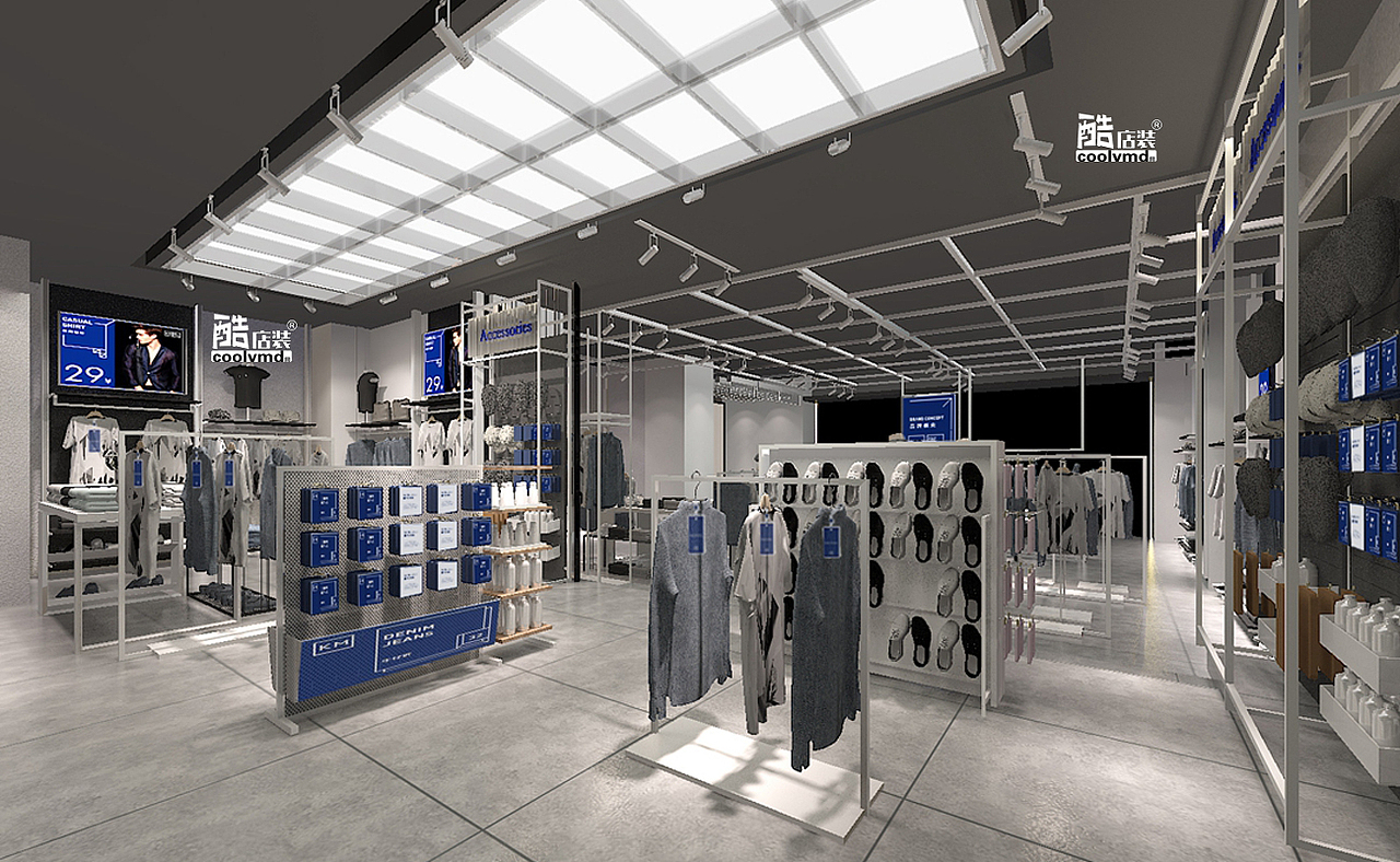 km卡门男装店铺装修设计店面形象店面男装实体店装修