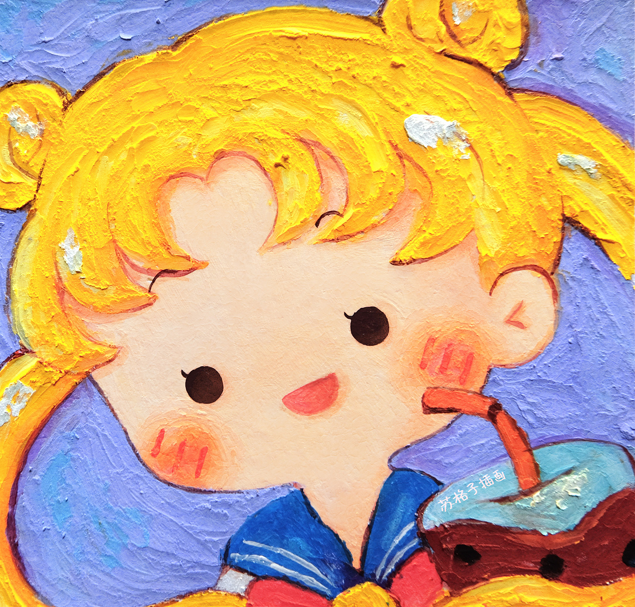 超可爱油画棒头像和插画集合