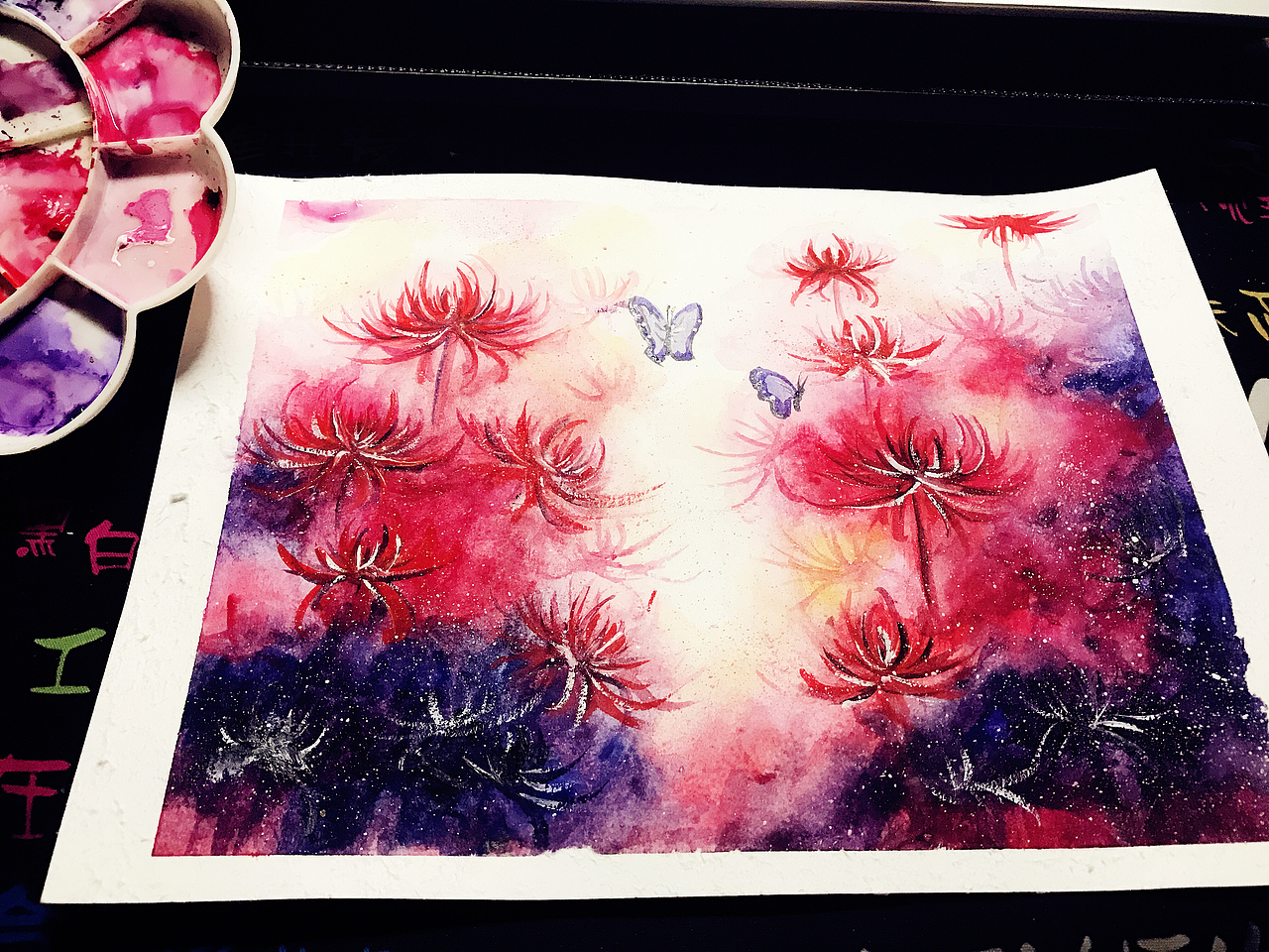 水彩曼珠沙华彼岸花