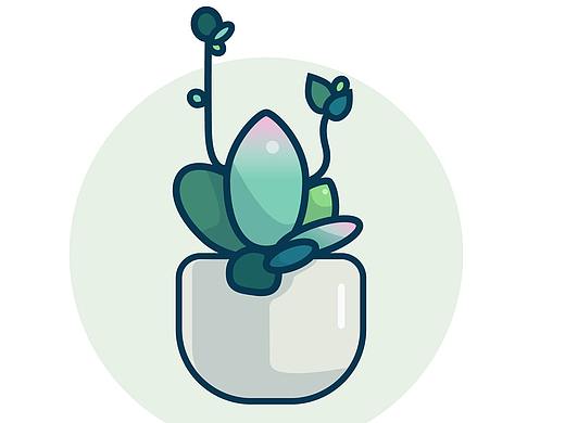 多肉植物扁平风线体插画
